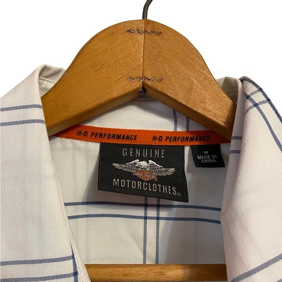 Harley Davidson Men's Block Letter Windowpane Shirt Size Medium - Picture 3 of 3